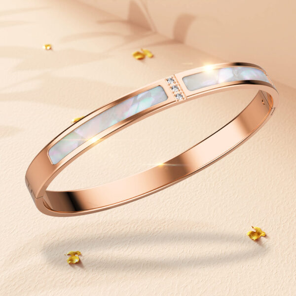 Modest Hinged Bangle in Rose Gold Layered Stainless Steel - Image 4