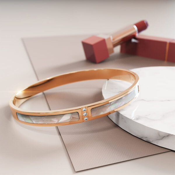 Modest Hinged Bangle in Rose Gold Layered Stainless Steel - Image 3