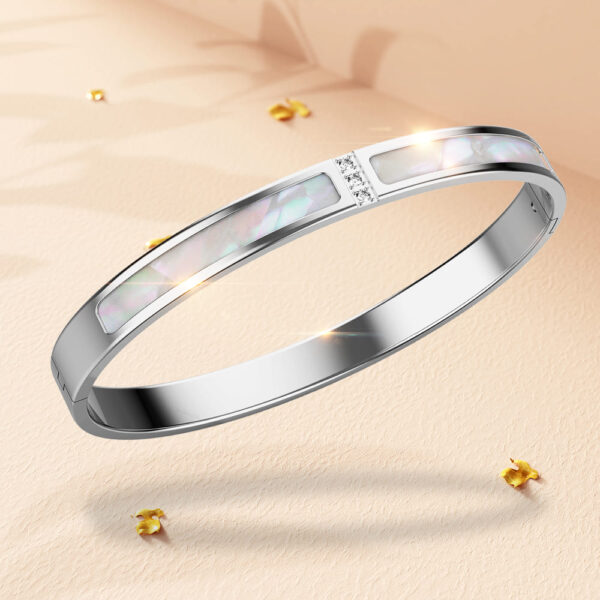 Modest Hinged Bangle in High Polish Stainless Steel - Image 3