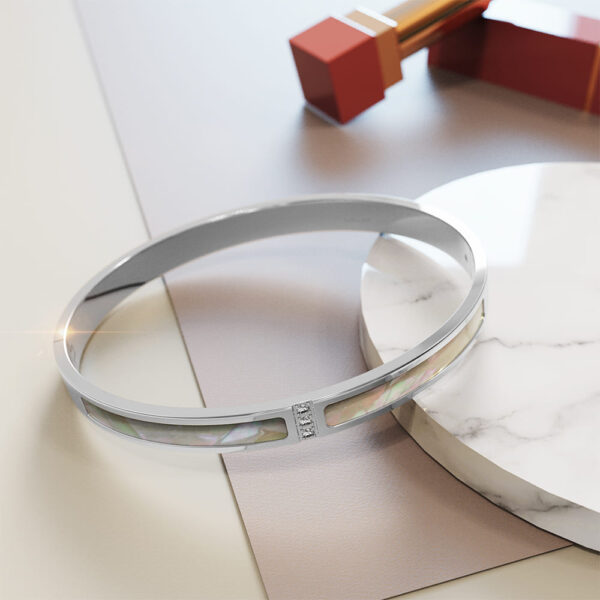 Modest Hinged Bangle in High Polish Stainless Steel - Image 2