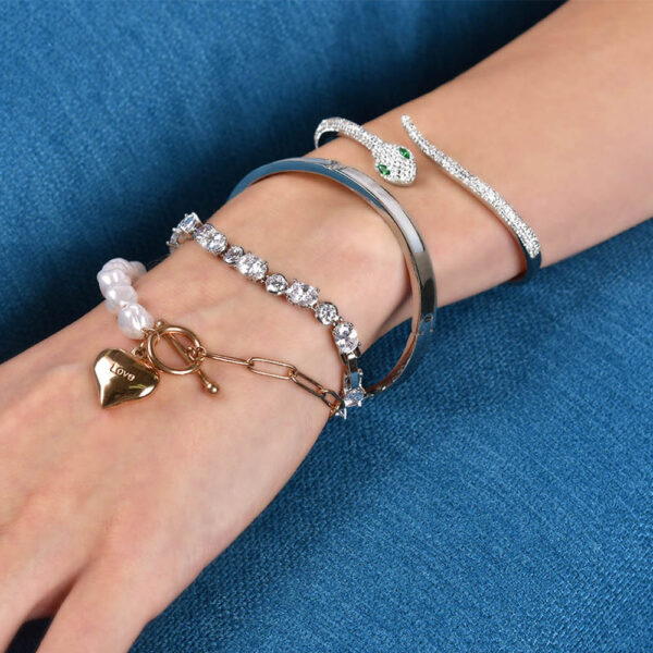 Modest Hinged Bangle in High Polish Stainless Steel - Image 7