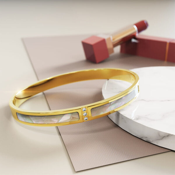 Modest Hinged Bangle in Gold Layered Stainless Steel - Image 3