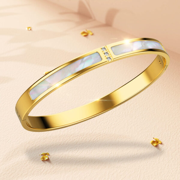 Modest Hinged Bangle in Gold Layered Stainless Steel - Image 4
