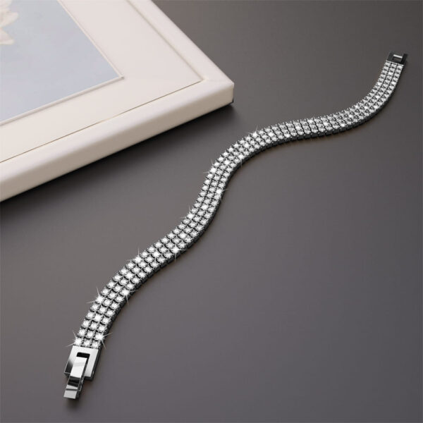 Tara Dazzles 3 Row White Gold Tennis Bracelet - Image 2