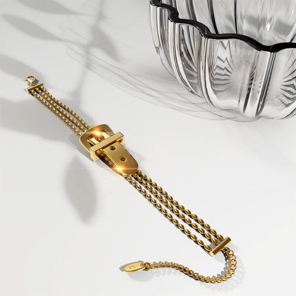 Luca Gold Buckle-Pendant Bracelet - Image 3