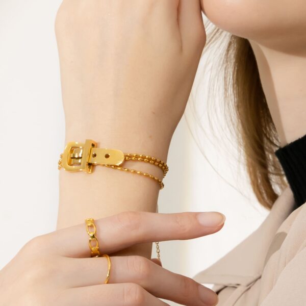 Luca Gold Buckle-Pendant Bracelet - Image 5