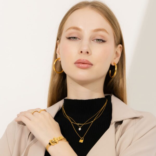 Luca Gold Buckle-Pendant Bracelet - Image 7
