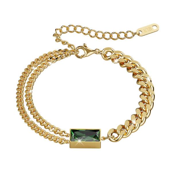 Emerald Zirconia Multiple Chain Bracelet - Image 2