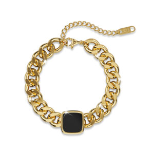 Fernando Cuban Chain Acrylic Bar Bracelet in Gold