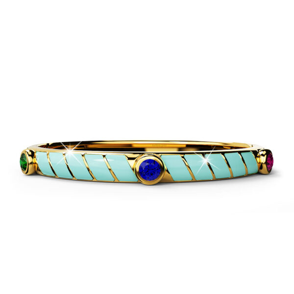 Aquatic Luminous Enamel Gold Layered Bangle - Image 2