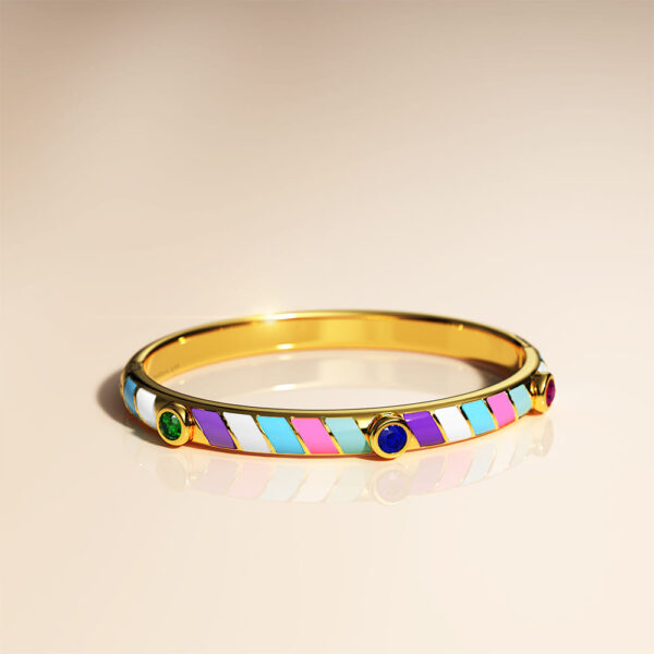Harlequin Luminous Enamel Gold Layered Bangle - Image 3
