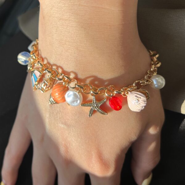 Beaded Summer Sea Charm Gold Bracelet - Image 6