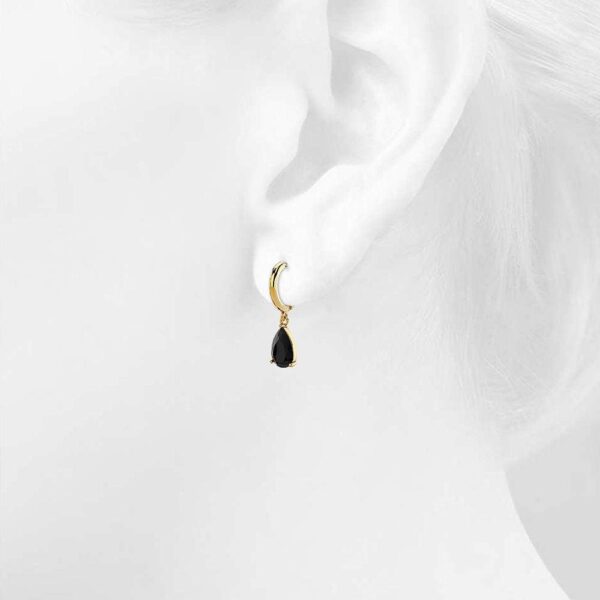Black Pear Drop Earrings - Image 5