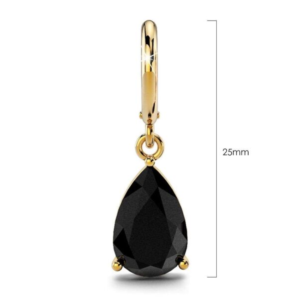 Black Pear Drop Earrings - Image 4