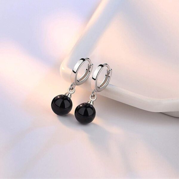 Agate Drop Earrings Black - Image 2