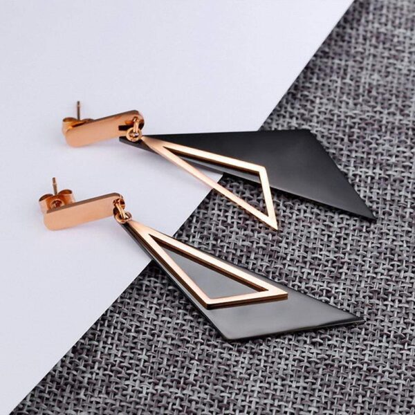 Modern Geometric Style Dangle Earrings Duo Scalene - Image 2