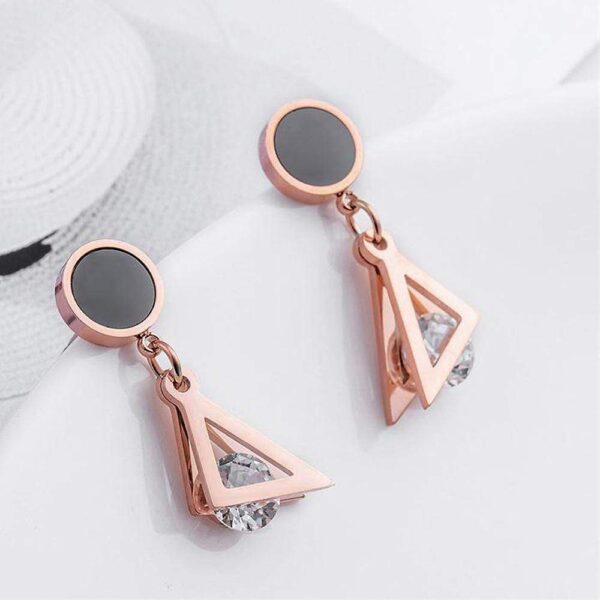 Geometric Triangle Drop Earrings - Image 2