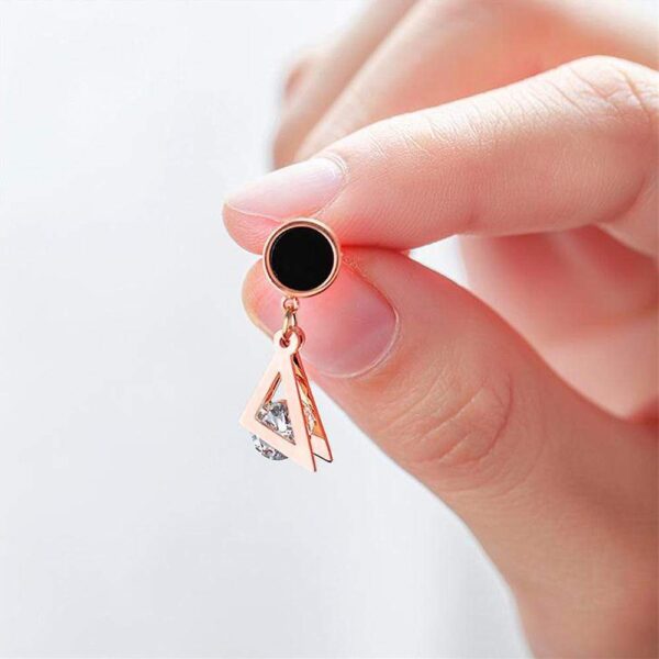 Geometric Triangle Drop Earrings - Image 3