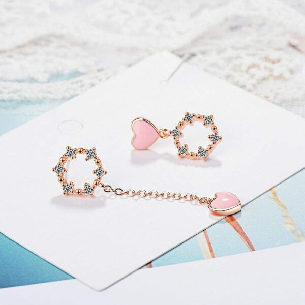 Circle of My Heart Asymmetric Earrings - Image 4