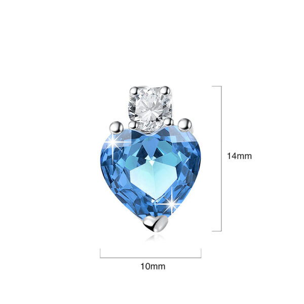 My Amore Blue Love Heart White Gold Layered Stud Earrings - Image 7
