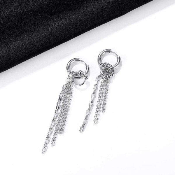 Rainy Chain Dangle Earrings In White Gold - Image 2