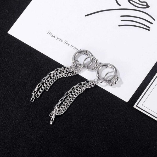 Rainy Chain Dangle Earrings In White Gold - Image 5
