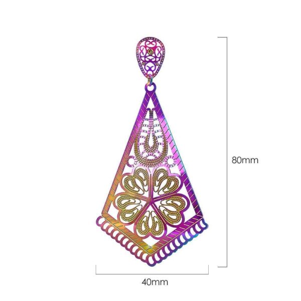 Laser Etched Kite-Shaped Earrings In Rainbow - Image 4