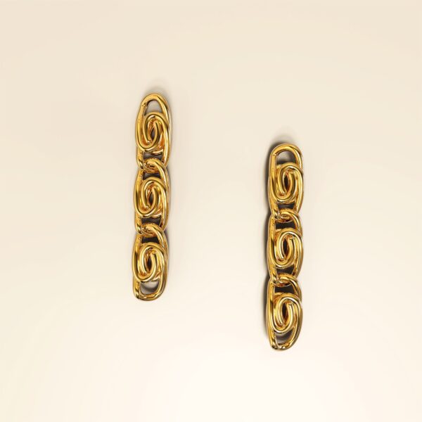 Bianca Fancy Clip Link Chain Gold Drop Earrings - Image 2