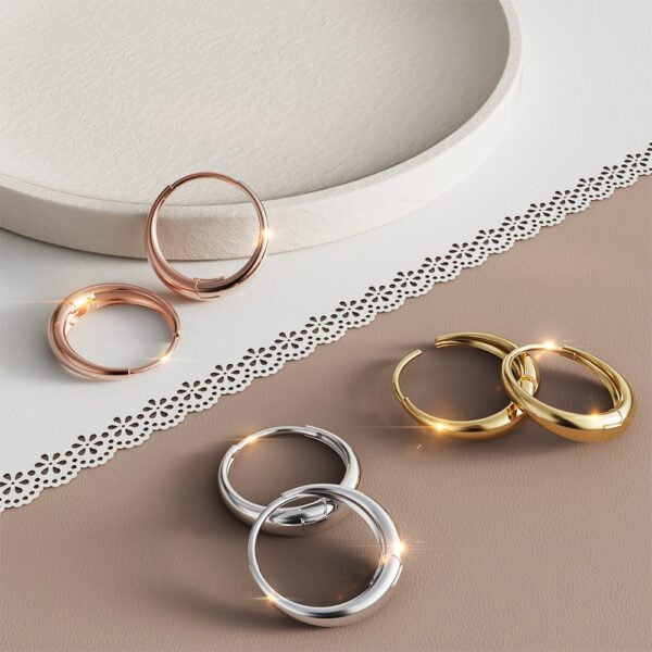 Ciara Chic Graduated Hoop Earrings White Gold - Image 6