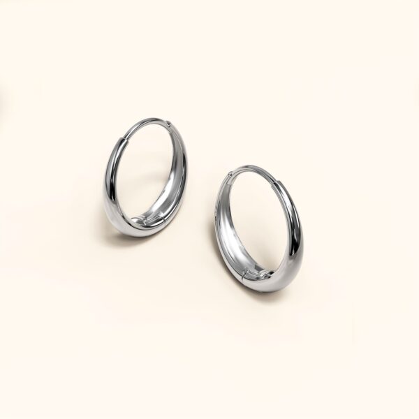 Ciara Chic Graduated Hoop Earrings White Gold - Image 2