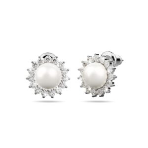 Sublime Starry Pearl & CZ Stud Earrings White Gold