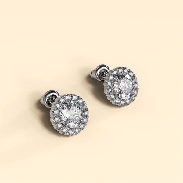 Crystal Muse Sterling Silver Post Stud Earrings White Gold Copper Alloy - Image 2