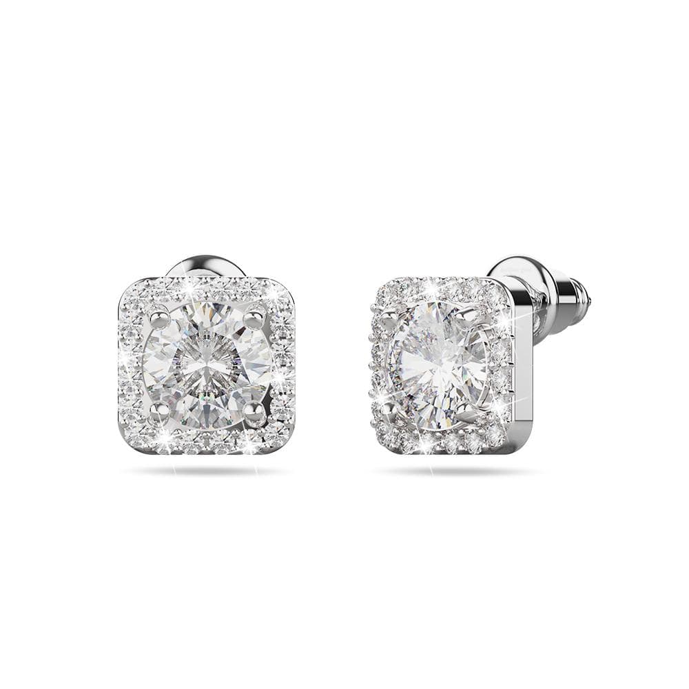 Meissa Cube White Gold Stud Earrings