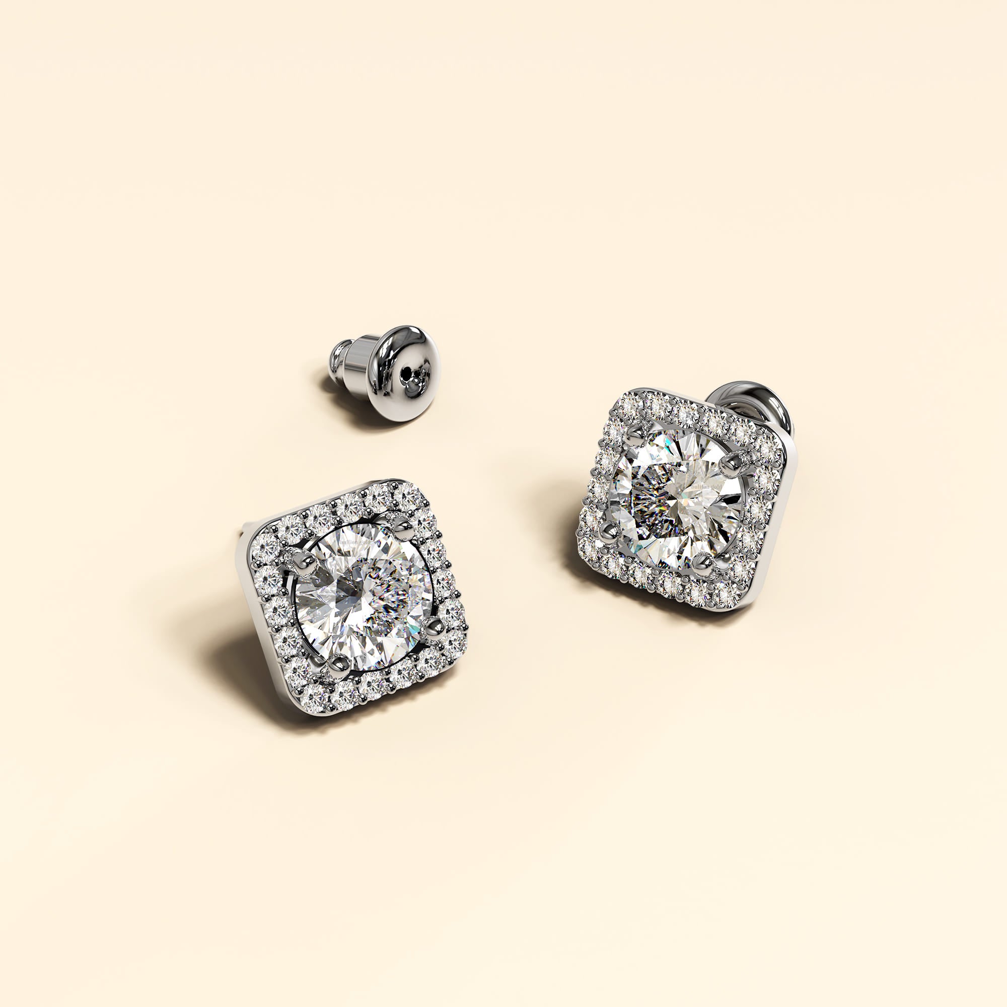 Meissa Cube White Gold Stud Earrings - Image 2