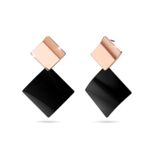 Black & Rose Gold Divalicious Curved Geometric Earrings