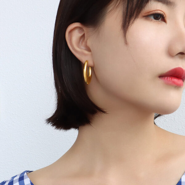 Bright Gold Hoop Earrings - Image 6