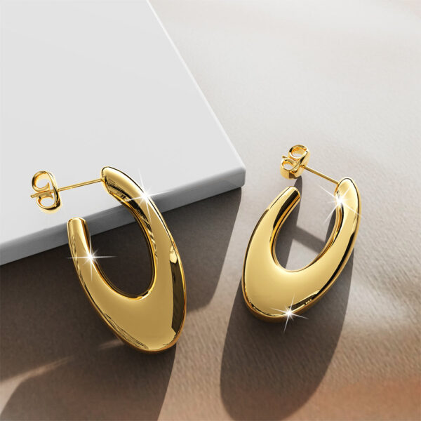 Bright Gold Hoop Earrings - Image 4