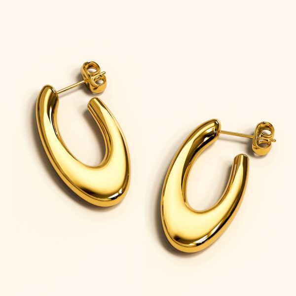 Bright Gold Hoop Earrings - Image 3