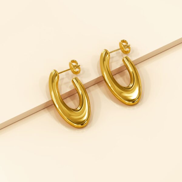 Bright Gold Hoop Earrings - Image 2