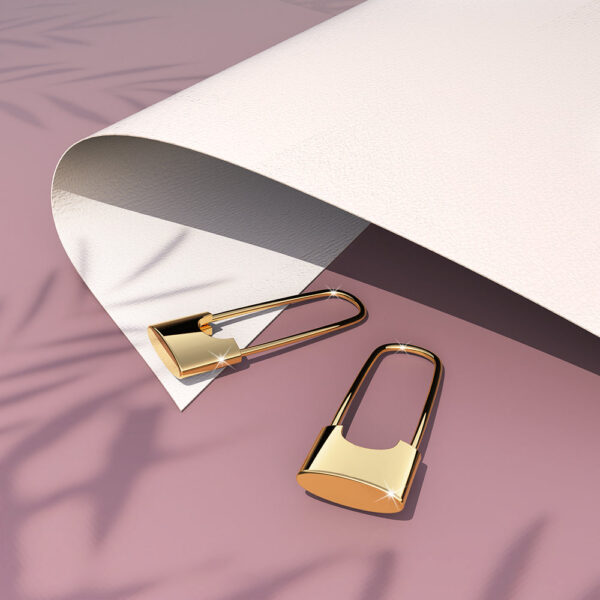 Dainty Lock Earrings in Gold - Image 4