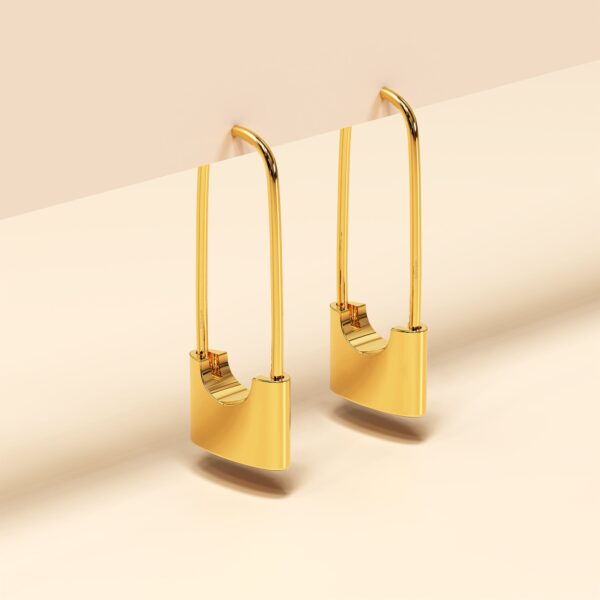 Dainty Lock Earrings in Gold - Image 3