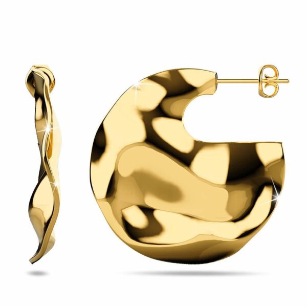 Textured Flat Earrings in Gold - Image 2