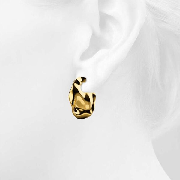 Textured Flat Earrings in Gold - Image 6