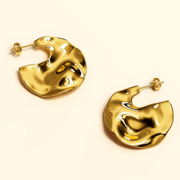 Textured Flat Earrings in Gold - Image 4