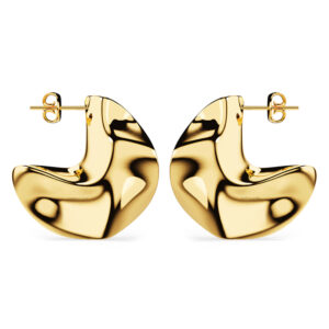 Texture Tiny C-Hoop Earrings in Gold