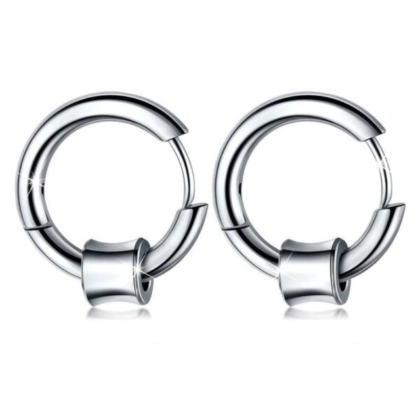 Round Hoop White Gold Layered Earrings