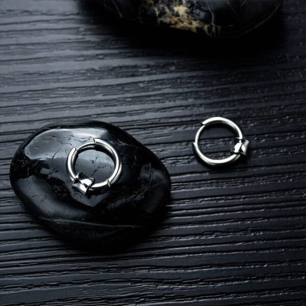 Round Hoop White Gold Layered Earrings - Image 5