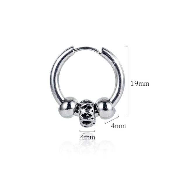 Triple Beads Hoop White Gold Layered Earrings - Image 6