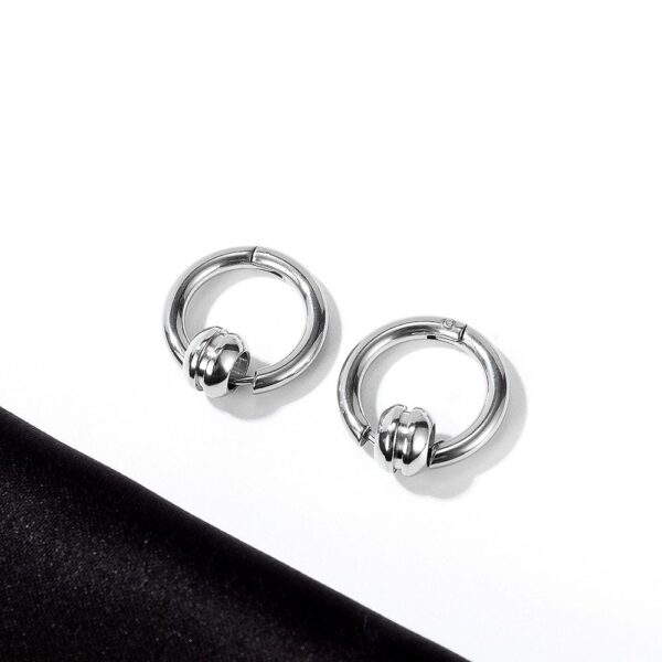 Klovi Round Bead White Gold Layered Earrings - Image 4