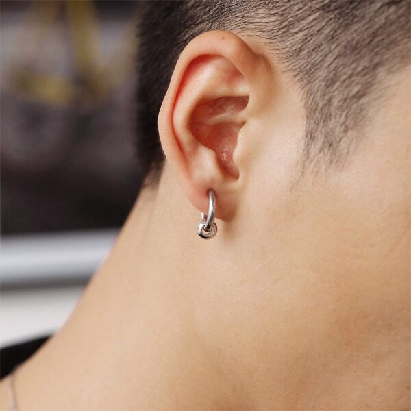Klovi Round Bead White Gold Layered Earrings - Image 5